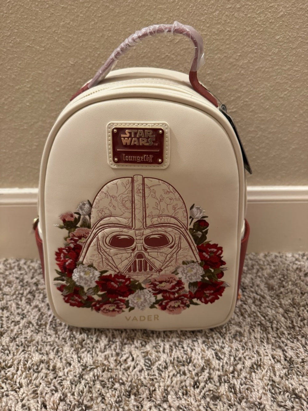 Loungefly Star Wars Vader Floral Mini Backpack - Cream & Red